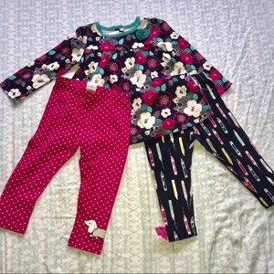 NWT Adorable Gymboree top and 2 pairs of pants.